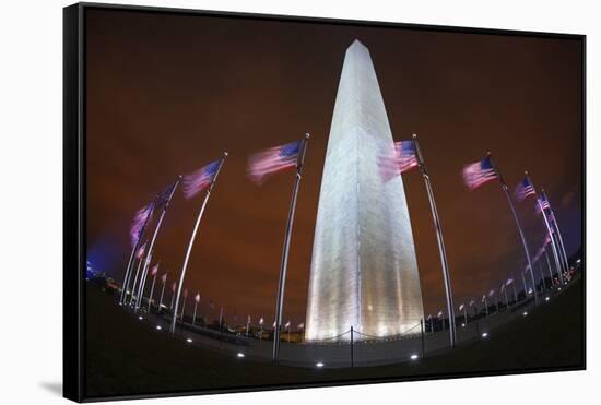 The Washington Monument at Night, Washington Dc.-Jon Hicks-Framed Stretched Canvas