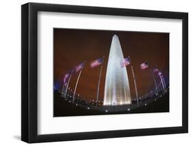 The Washington Monument at Night, Washington Dc.-Jon Hicks-Framed Photographic Print