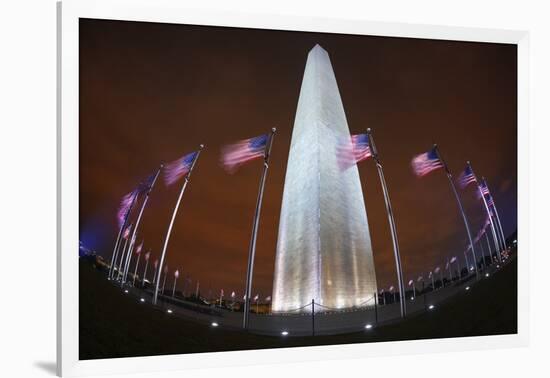 The Washington Monument at Night, Washington Dc.-Jon Hicks-Framed Photographic Print