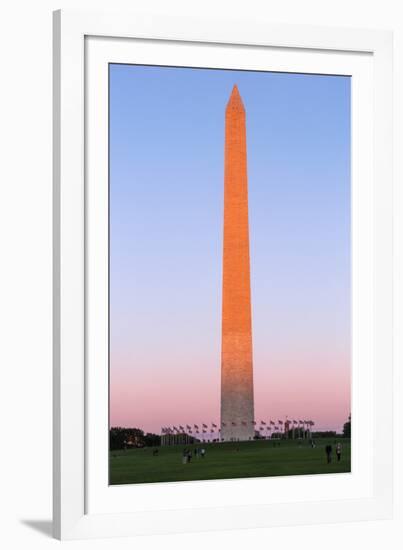 The Washington Monument at Sunset, Washington Dc.-Jon Hicks-Framed Photographic Print