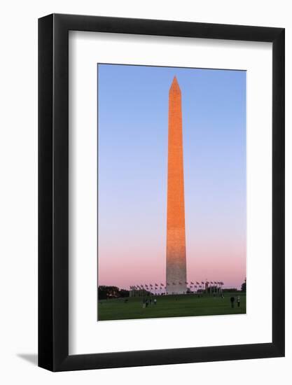 The Washington Monument at Sunset, Washington Dc.-Jon Hicks-Framed Photographic Print