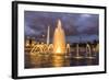 The Washington Monument Lit Up at Night as Seen from the World War Ii Monument-Michael Nolan-Framed Photographic Print