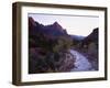 The Watchman Looms over the Virgin River at Sunset, Zion National Park, Utah, USA-Howie Garber-Framed Photographic Print