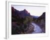 The Watchman Looms over the Virgin River at Sunset, Zion National Park, Utah, USA-Howie Garber-Framed Photographic Print