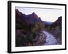 The Watchman Looms over the Virgin River at Sunset, Zion National Park, Utah, USA-Howie Garber-Framed Photographic Print