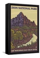 The Watchman, Zion National Park, Utah-Lantern Press-Framed Stretched Canvas