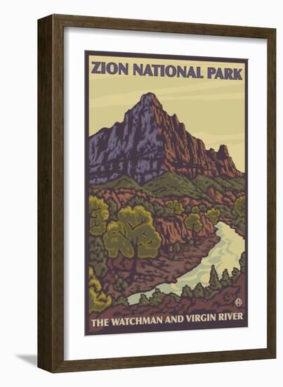 The Watchman, Zion National Park, Utah-Lantern Press-Framed Art Print