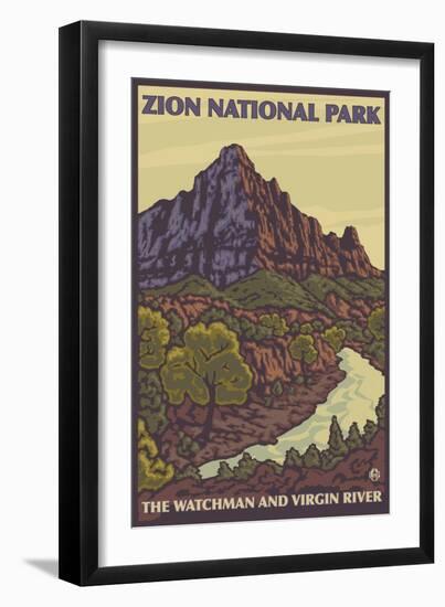 The Watchman, Zion National Park, Utah-Lantern Press-Framed Art Print