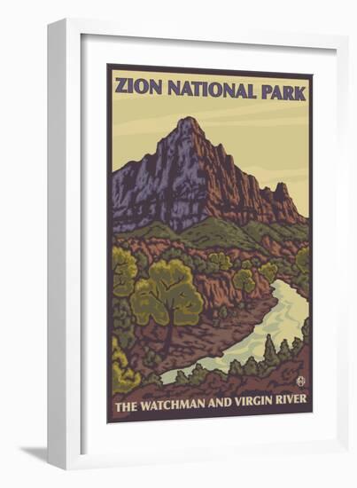 The Watchman, Zion National Park, Utah-Lantern Press-Framed Art Print