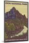 The Watchman, Zion National Park, Utah-Lantern Press-Mounted Art Print