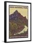 The Watchman, Zion National Park, Utah-Lantern Press-Framed Art Print