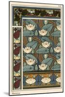 The water lily, Nelumbo lutea, in wallpaper and tile patterns. Lithograph by Verneuil.-null-Mounted Giclee Print