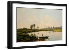 The Water Meadows at Deauville, France (Oil on Canvas)-Eugene Louis Boudin-Framed Giclee Print