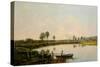 The Water Meadows at Deauville, France (Oil on Canvas)-Eugene Louis Boudin-Stretched Canvas