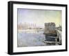 The Water Mill at the Bridge at Moret in Winter, 1890-Alfred Sisley-Framed Giclee Print