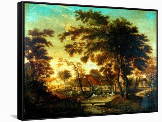 The Water Mill-Meindert Hobbema-Framed Stretched Canvas