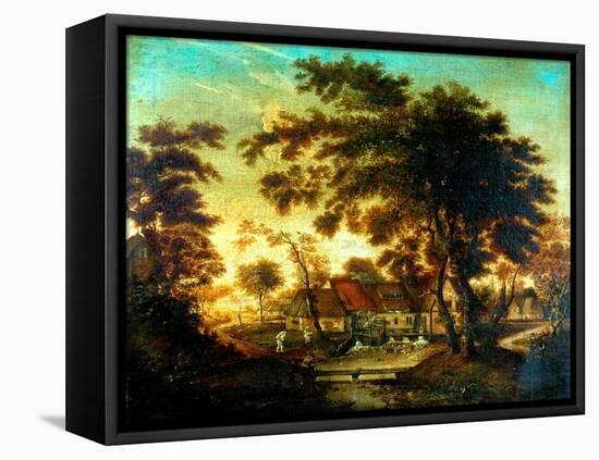 The Water Mill-Meindert Hobbema-Framed Stretched Canvas