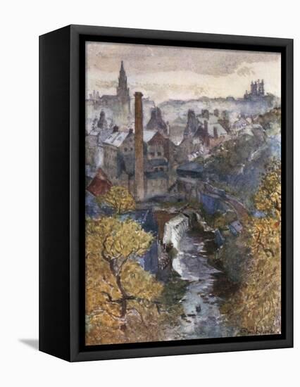 The Water of Leith from Dean Bridge-John Fulleylove-Framed Stretched Canvas