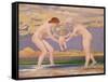 The Water's Edge: Two Women and a Baby-Charles Sims-Framed Stretched Canvas