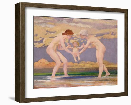 The Water's Edge: Two Women and a Baby-Charles Sims-Framed Giclee Print