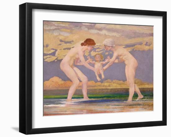 The Water's Edge: Two Women and a Baby-Charles Sims-Framed Giclee Print