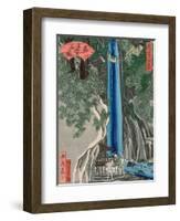 The Waterfall (Colour Woodcut)-Katsushika Hokusai-Framed Giclee Print
