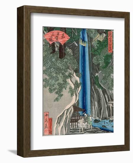 The Waterfall (Colour Woodcut)-Katsushika Hokusai-Framed Giclee Print