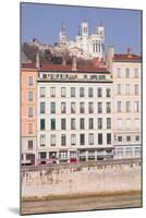 The Waterfront in Old Lyon with the Basilica Notre Dame De Fourviere on the Hill-Julian Elliott-Mounted Photographic Print