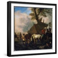 'The Watering Place', 17th century-Philips Wouwerman-Framed Giclee Print