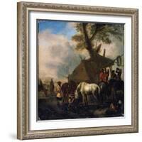 'The Watering Place', 17th century-Philips Wouwerman-Framed Giclee Print