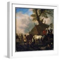 'The Watering Place', 17th century-Philips Wouwerman-Framed Giclee Print