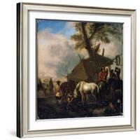 'The Watering Place', 17th century-Philips Wouwerman-Framed Giclee Print