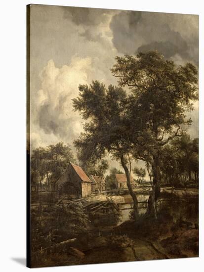 The Watermill, c.1660-Meindert Hobbema-Stretched Canvas