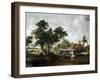 The Watermill with the Great Red Roof-Meindert Hobbema-Framed Giclee Print