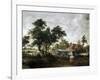 The Watermill with the Great Red Roof-Meindert Hobbema-Framed Giclee Print