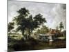 The Watermill with the Great Red Roof-Meindert Hobbema-Mounted Giclee Print