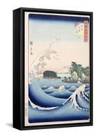 The Wave, from the Series "100 Views of the Provinces"-Ando Hiroshige-Framed Stretched Canvas