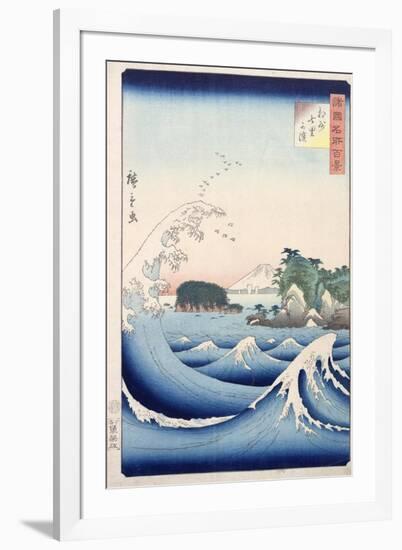 The Wave, from the Series "100 Views of the Provinces"-Ando Hiroshige-Framed Giclee Print