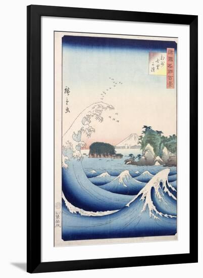 The Wave, from the Series "100 Views of the Provinces"-Ando Hiroshige-Framed Giclee Print