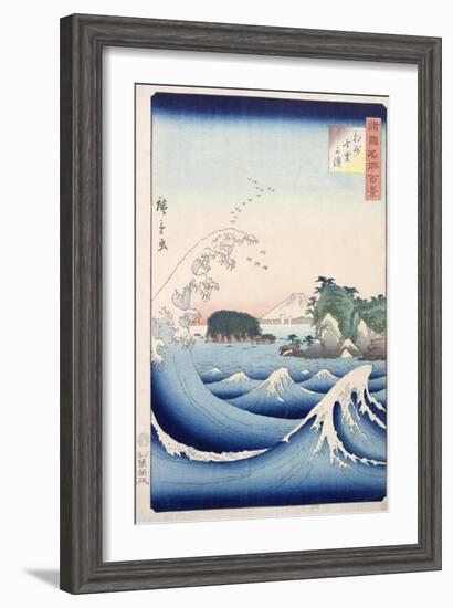 The Wave, from the Series "100 Views of the Provinces"-Ando Hiroshige-Framed Giclee Print