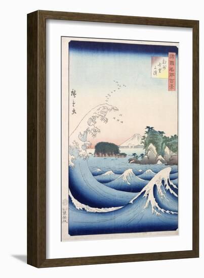 The Wave, from the Series "100 Views of the Provinces"-Ando Hiroshige-Framed Giclee Print