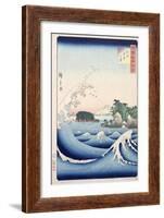 The Wave, from the Series "100 Views of the Provinces"-Ando Hiroshige-Framed Giclee Print