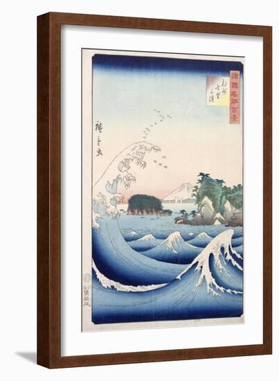 The Wave, from the Series "100 Views of the Provinces"-Ando Hiroshige-Framed Giclee Print