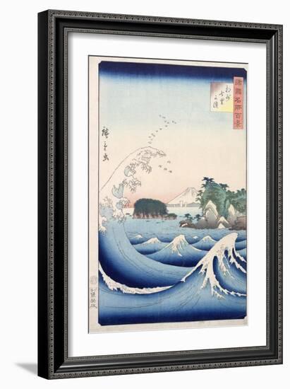 The Wave, from the Series "100 Views of the Provinces"-Ando Hiroshige-Framed Giclee Print