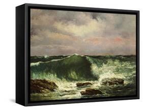 The Wave-Gustave Courbet-Framed Stretched Canvas