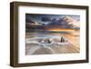 The Waves and Caribbean Sunset Frames Tree Trunks on Ffryes Beach, Antigua, Antigua and Barbuda-Roberto Moiola-Framed Photographic Print