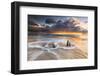 The Waves and Caribbean Sunset Frames Tree Trunks on Ffryes Beach, Antigua, Antigua and Barbuda-Roberto Moiola-Framed Photographic Print