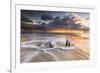 The Waves and Caribbean Sunset Frames Tree Trunks on Ffryes Beach, Antigua, Antigua and Barbuda-Roberto Moiola-Framed Photographic Print