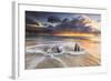 The Waves and Caribbean Sunset Frames Tree Trunks on Ffryes Beach, Antigua, Antigua and Barbuda-Roberto Moiola-Framed Photographic Print