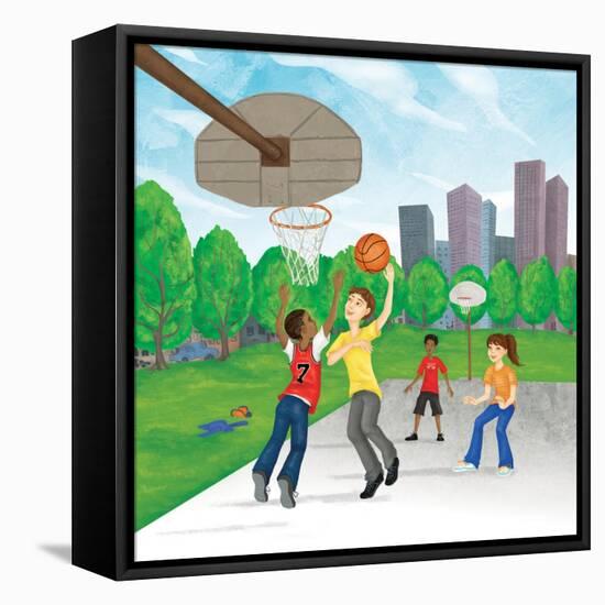The Way the Ball Bounces - Jack & Jill-Elisa Chavarri-Framed Stretched Canvas